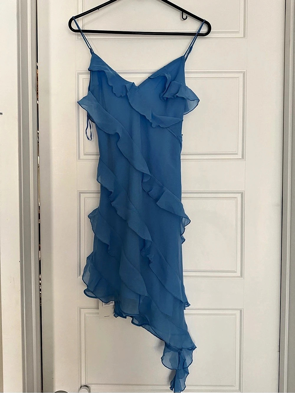 Abercrombie & Fitch Ruffle Strap High-Low Maxi Dress Blue XS